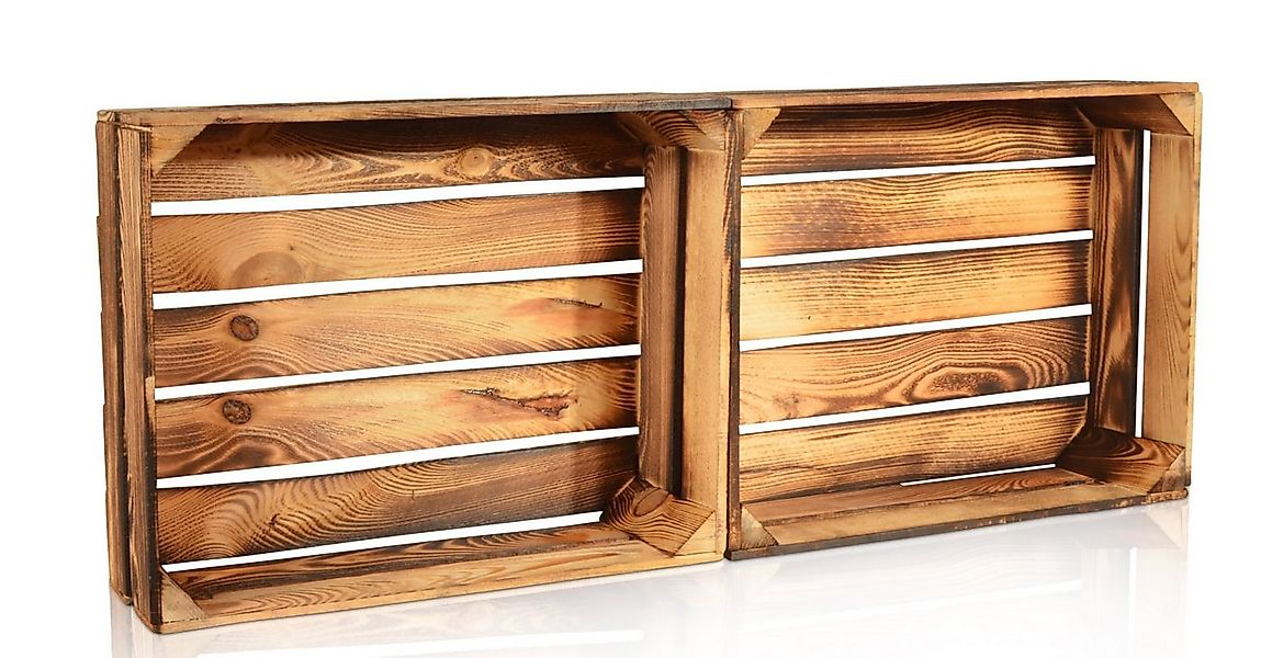 CHICCIE Holzkiste Regale Geflammt 50x40x15cm - Kisten Weinkisten (2 St) günstig online kaufen