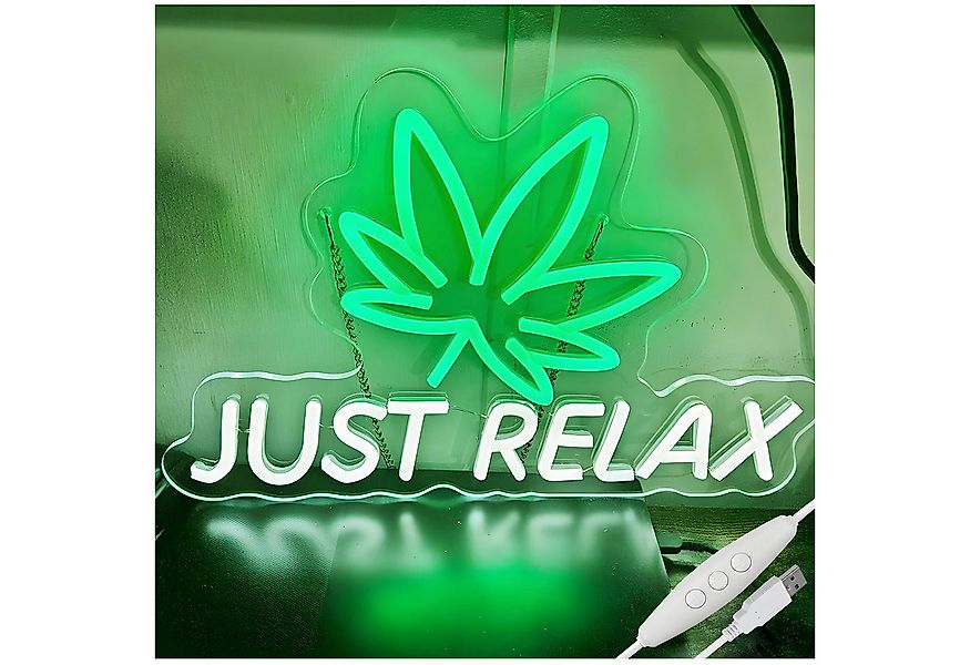 Jibenhome LED Nachtlicht Cannabis Just Relax Neon Schild mit Dimmbar Schalt günstig online kaufen