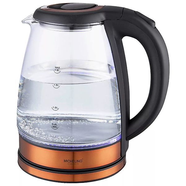 MICHELINO Glas-Wasserkocher 74355 schwarz Kupfer Glas Edelstahl Kunststoff günstig online kaufen