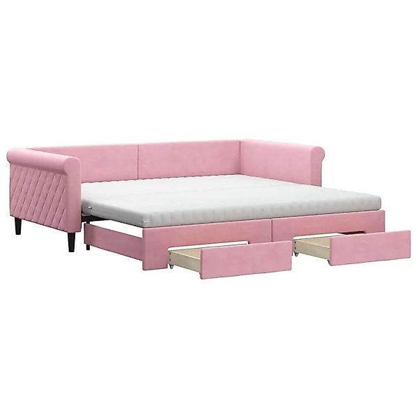 vidaXL Tagesbett Ausziehbar mit Schubladen Rosa 100x200 cm Samt 3197853 günstig online kaufen