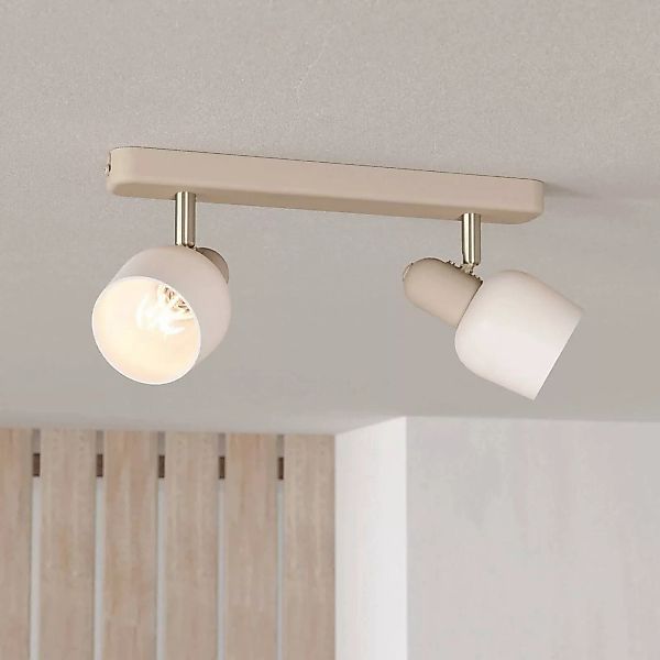Deckenstrahler Corato, Länge 30 cm, sand/nickel/opal, 2-flg. günstig online kaufen
