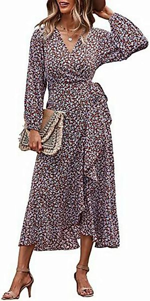 ZWY A-Linien-Kleid Rüschenkleider mit V-Ausschnitt, Maxiröcke, Wickelröcke günstig online kaufen