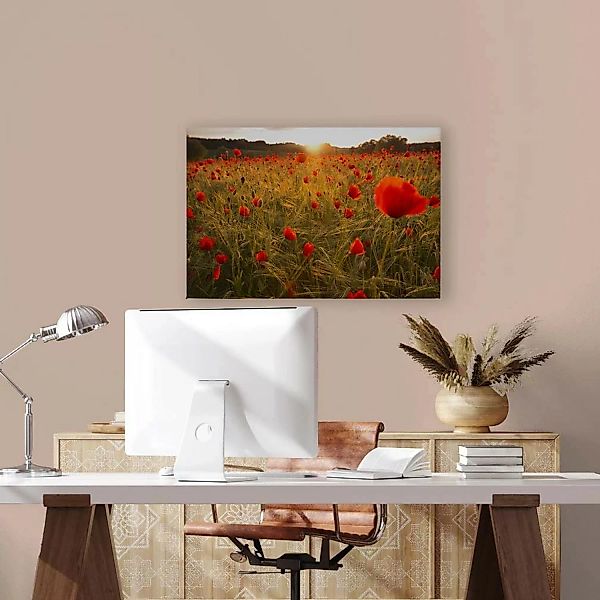 Bricoflor Mohnblumen Bild Auf Leinwand In Sonnenuntergang Wandbild Mit Blum günstig online kaufen