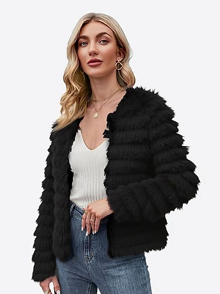Imily Bela Fellimitatjacke Damen Shaggy Freizeitjacke günstig online kaufen