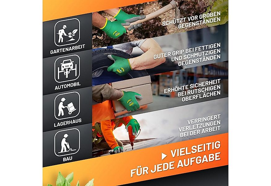 GRÜNTEK Gartenhandschuhe Schutzhandschuhe 5 Paar aus Polyesterfaser mit Lat günstig online kaufen