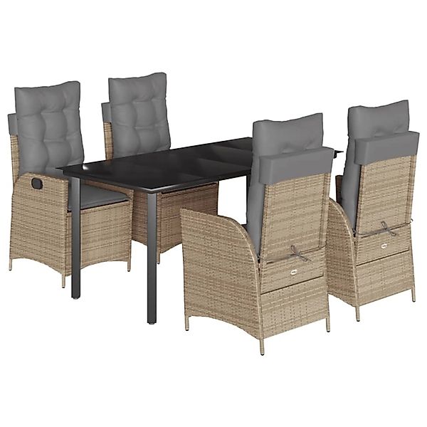 vidaXL 5-Tlg Garten-Essgruppe mit Kissen Beige Poly Rattan 3213268 günstig online kaufen