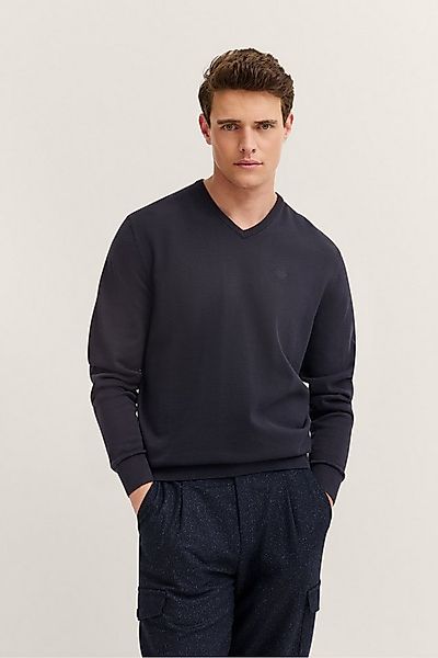 bugatti V-Ausschnitt-Pullover Basic Essential aus reine Baumwolle günstig online kaufen