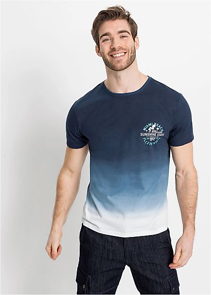 bonprix T-Shirt Regular Fit, Kurzarm, aus Baumwolle, mit Farbverlauf günstig online kaufen