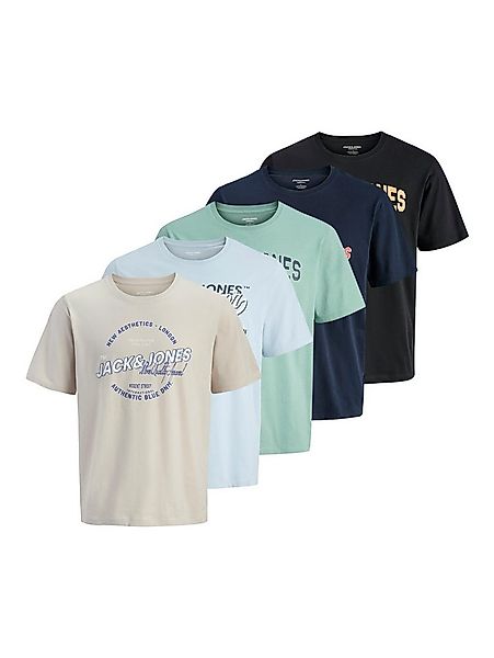 Jack & Jones Rundhalsshirt JJELOGO TEE SS O-NECK 2 COL SS26 5PK MP (Packung günstig online kaufen