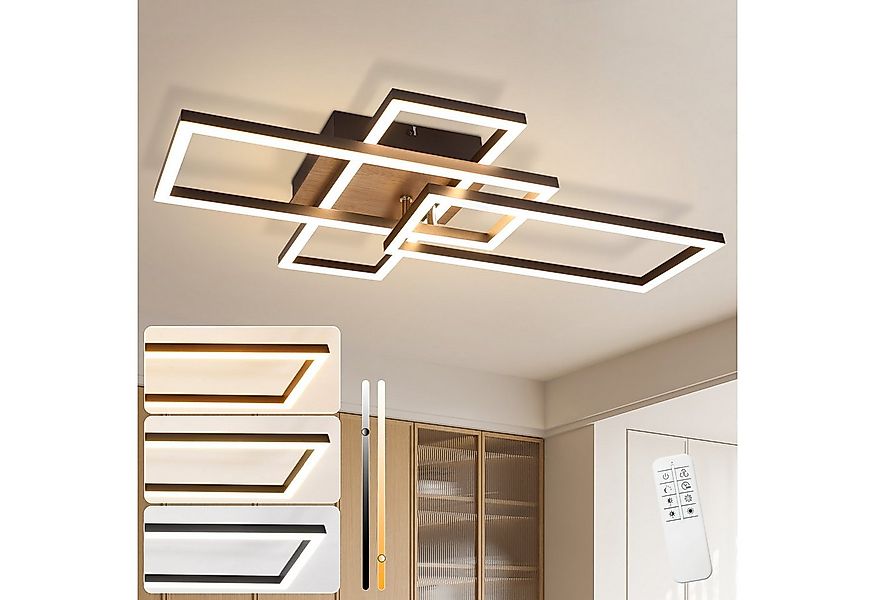 ZMH LED Deckenleuchte Wohnzimmer Schwarz 2/3 Rahmen Modern Dimmbar Schlafzi günstig online kaufen