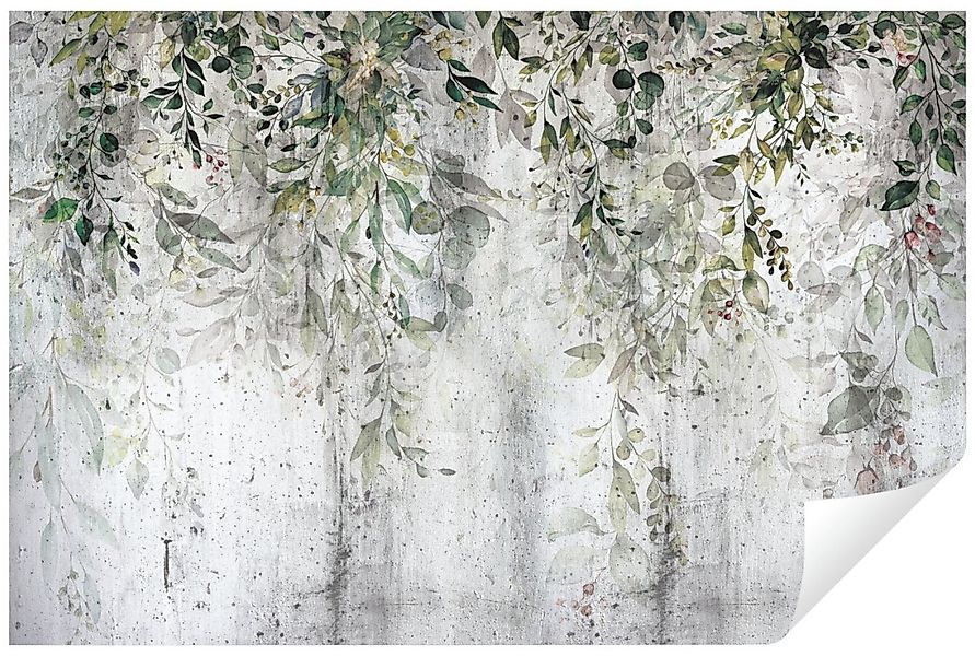 Wallarena Fototapete Blätter Beton Pflanzen Vintage Vlies Tapete Wohnzimmer günstig online kaufen