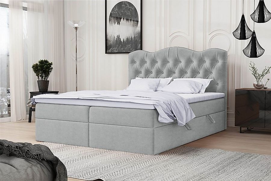 Fun Möbel Boxspringbett Schlafzimmerbett LODOS (inkl. Topper und Bettkästen günstig online kaufen