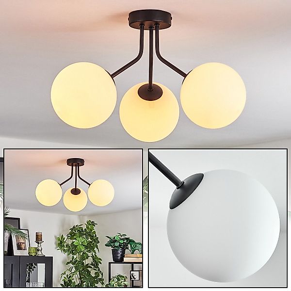 hofstein Deckenleuchte Deckenlampe aus Metall/Glas in günstig online kaufen