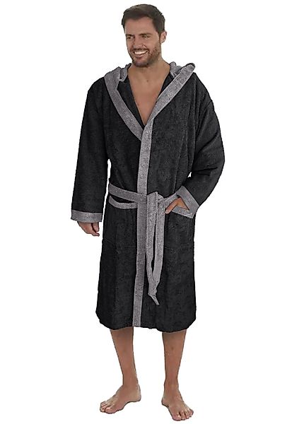 Badekönig Herrenbademantel, Kapuze, Gürtel, Langform Frottee günstig online kaufen
