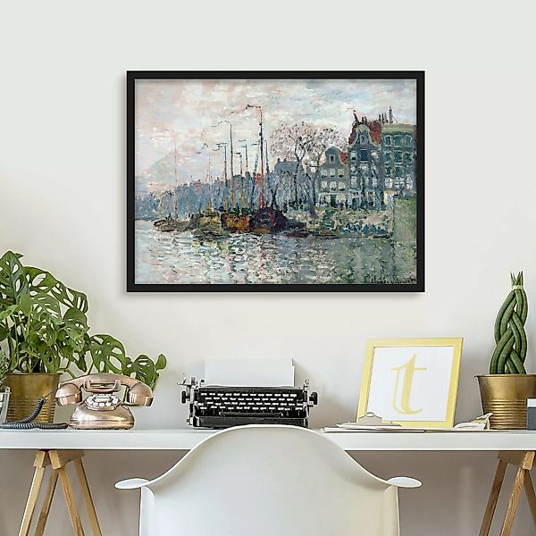Bild mit Rahmen Kunstdruck - Querformat Claude Monet - Kromme Waal Amsterda günstig online kaufen