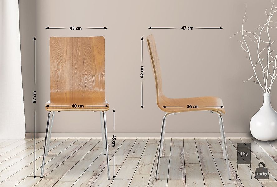 CLP Besucherstuhl Pepe, ergonomisch geformter Holzsitz günstig online kaufen