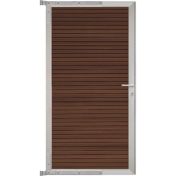 GartenLand Steckzauntor Shadowline ca. 90 x 175 cm WPC Ipê Aluminium Silber günstig online kaufen