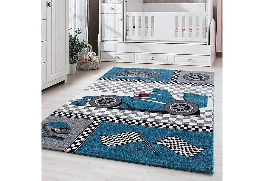Carpettex Kinderteppich Rennwagen, Rund, Höhe: 11 mm, Kinderteppich Rennwag günstig online kaufen