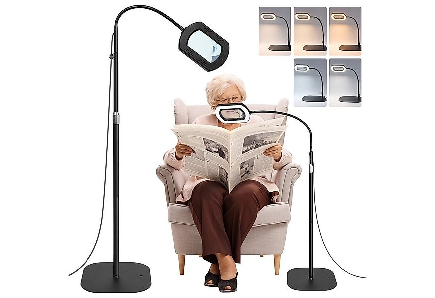 QUBEBU LED Leselampe Stehlampe Standleuchte mit 10 Dioptrien Lupe, 3-in-1 S günstig online kaufen
