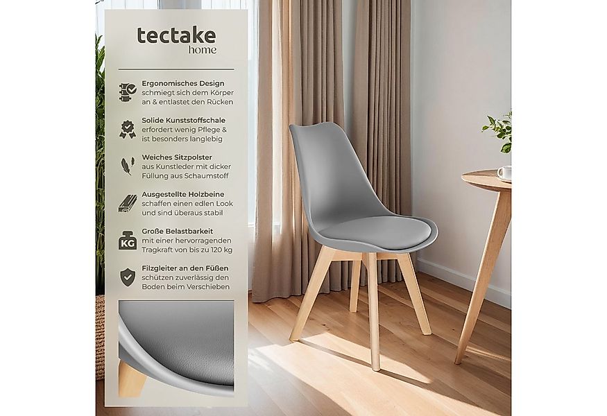 tectake Esszimmerstuhl Küchenstuhl Frederikke ergonomisch, mit Filzgleiter, günstig online kaufen