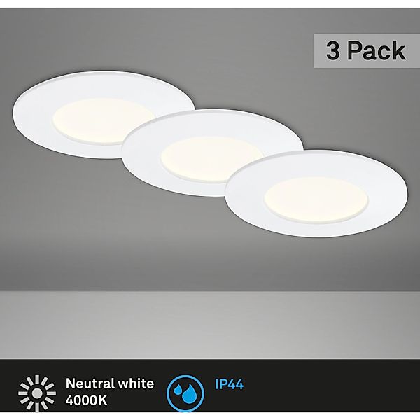 Briloner LED Einbauleuchten Flat In 3er-Set Neutralweiß 8,5 x 2,7 cm Weiß günstig online kaufen