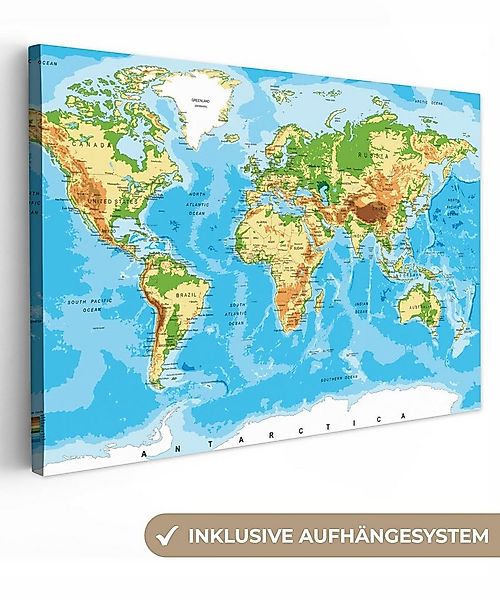 OneMillionCanvasses® Leinwandbild Weltkarte - Atlas - Farben - Kinder - Jun günstig online kaufen