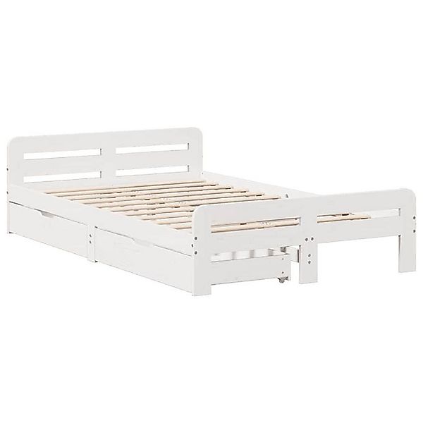 vidaXL Bett Massivholzbett ohne Matratze Weiß 135x190 cm Kiefernholz günstig online kaufen