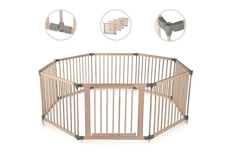 Baby Vivo Laufgitter aus Holz - individuell verstellbar - PREMIUM in Grau günstig online kaufen