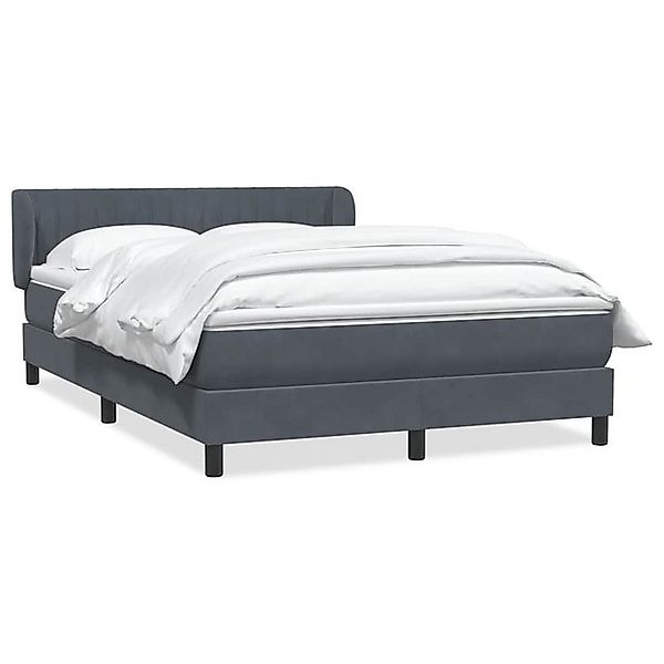 vidaXL Boxspringbett, Boxspringbett mit Matratze Dunkelgrau 140x210 cm Samt günstig online kaufen