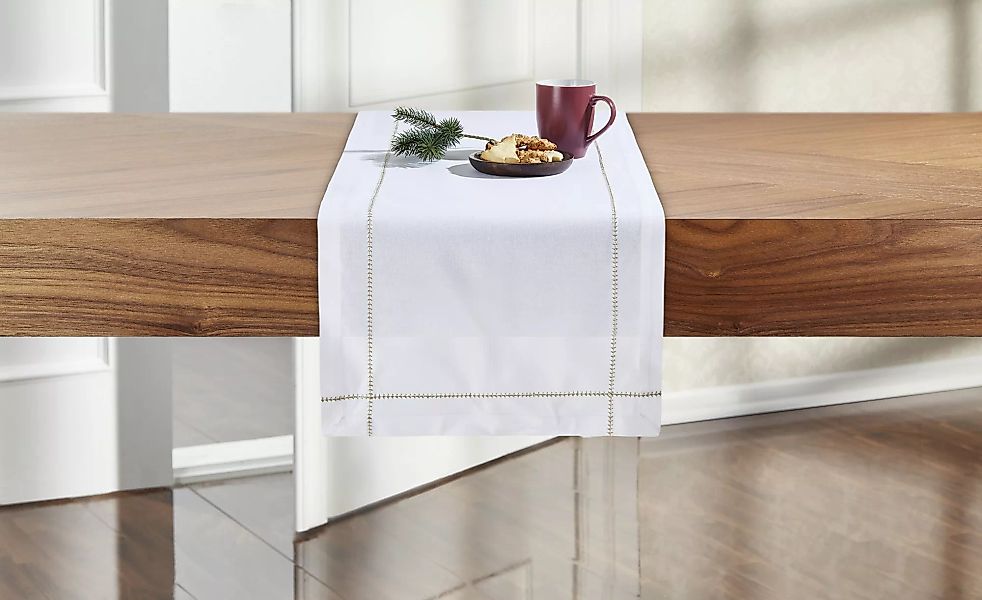 LAVIDA Tischläufer - weiß - 100% Baumwolle - 40 cm - Sconto günstig online kaufen