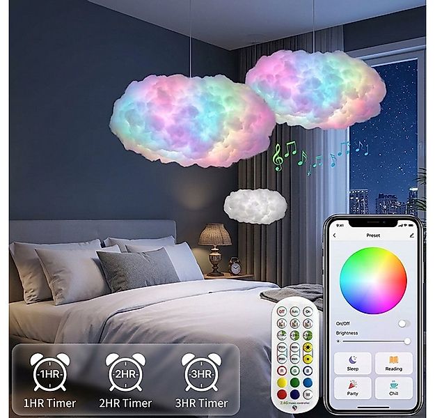 PRIISF LED Deckenleuchte LED Deckenlampe RGB Pendelleuchte Wolke Fernbedien günstig online kaufen