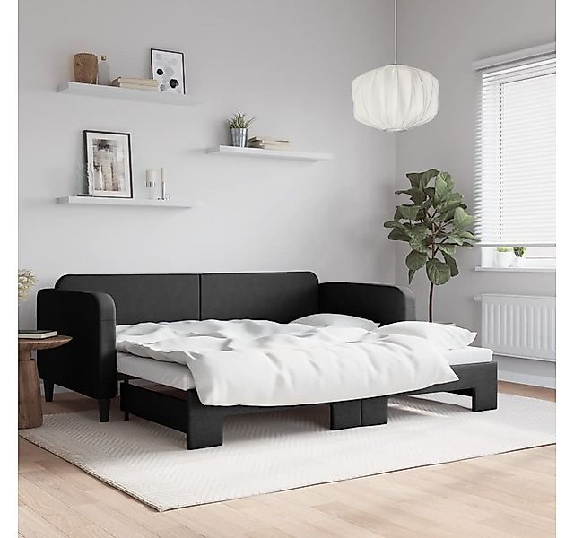 vidaXL Ausziehbett, Tagesbett Ausziehbar Schwarz 90x190 cm Stoff günstig online kaufen