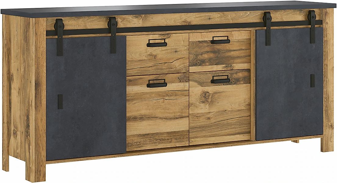 Home affaire Sideboard "York, moderner Schrank, Kommode in Hunton Oak Dekor günstig online kaufen