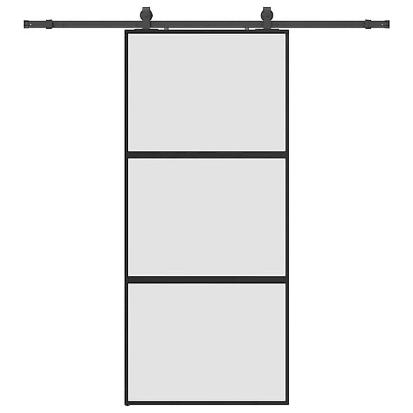 vidaXL Schiebetür mit Beschlag Schwarz 90x205 cm Hartglas 3375875 günstig online kaufen