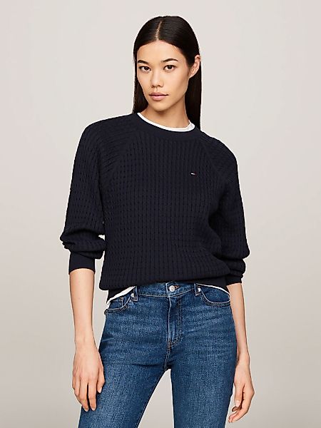 Tommy Hilfiger Rundhalspullover CO CABLE C-NK SWEATER mit Zopfmuster günstig online kaufen