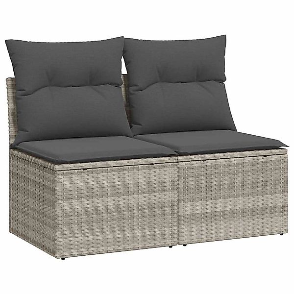vidaXL 2-Tlg Garten-Sofagarnitur mit Kissen Hellgrau Poly Rattan 3325238 günstig online kaufen