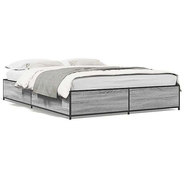 vidaXL Bettgestell Grau Sonoma 150x200 cm Holzwerkstoff und Metall 3279840 günstig online kaufen