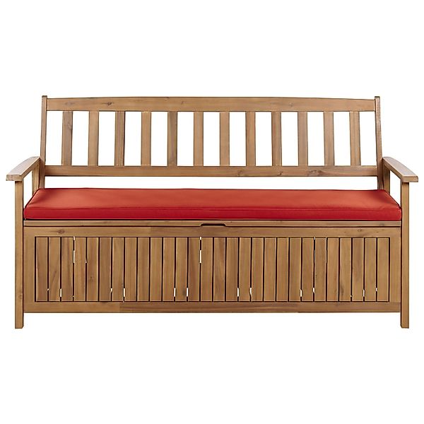 Beliani Gartenbank Heller Holzfarbton Rot 60x160x91 günstig online kaufen