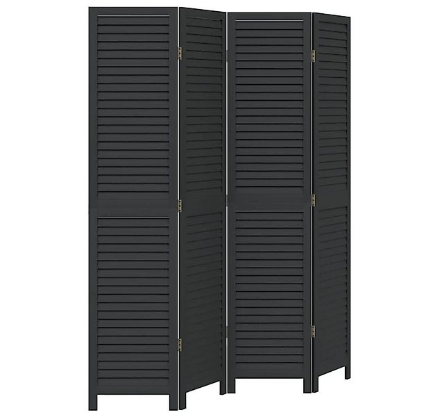 vidaXL Raumteiler 4-tlg. Paravent Schwarz Massivholz Paulownia, 1-tlg. günstig online kaufen
