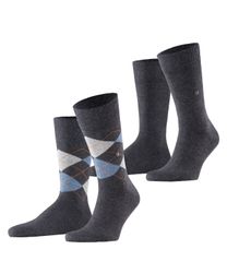 Burlington 2-er Set Socken Grau mit Argyle-Muster günstig online kaufen
