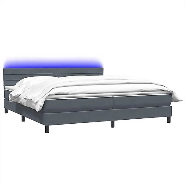 vidaXL Boxspringbett mit Matratze & LED Dunkelgrau 180x210 cm Samt 3316990 günstig online kaufen