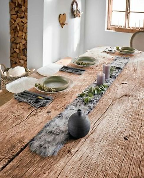 HOME Living "Bundle Tischläufer Set ""Dunkle Felloptik"" 2tlg. Tischdecken" günstig online kaufen