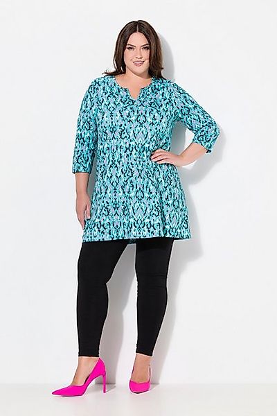 Ulla Popken Longshirt Longshirt A-Linie Tunika-Ausschnitt 3/4-Arm günstig online kaufen