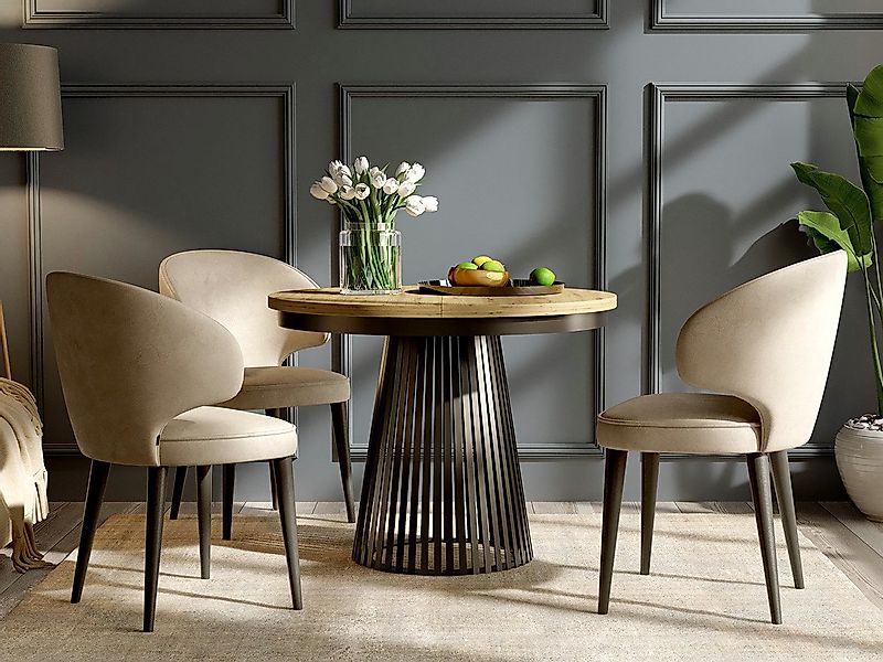 Beautysofa Esstisch Lumi im Loft-Stil, ausziehbar Ø 100–180 cm (hitze- und günstig online kaufen