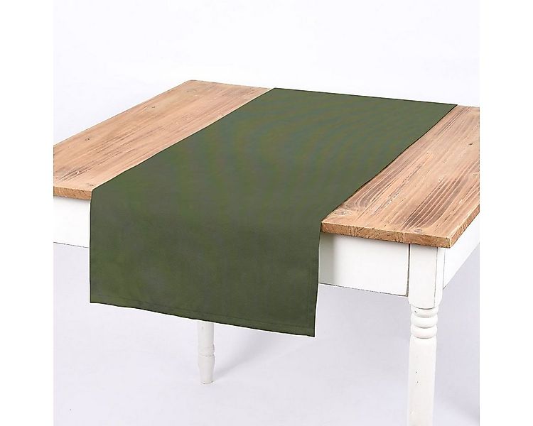 SCHÖNER LEBEN. Tischläufer Tischläufer aus Canvas einfarbig oliv grün 40x16 günstig online kaufen