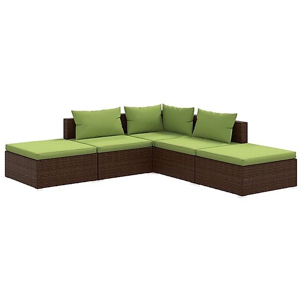 vidaXL 5-tlg Garten-Lounge-Set mit Kissen Poly Rattan Braun Modell 18 günstig online kaufen