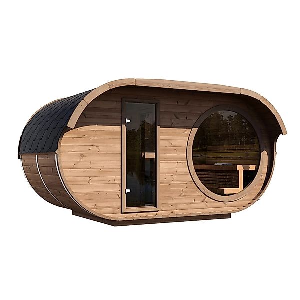 Weka Saunahaus Keila Thermoholz Oval mit Kompakt-Ofen 9 kW 400 V günstig online kaufen