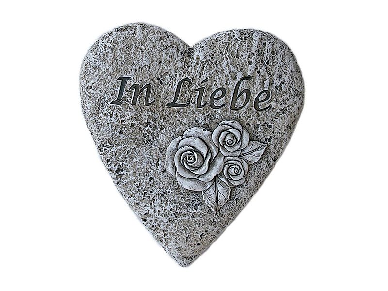 Bambelaa! Gartenfigur Grabschmuck Grabdeko Herz Inschrift „In Liebe“ Steinh günstig online kaufen