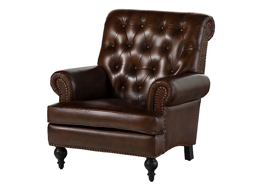 Massivmoebel24 Sessel CHESTERFIELD (Sessel Echtleder 84x84x94 braun CHESTER günstig online kaufen