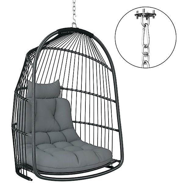 Outsunny Rattan-Hängestuhl Stahl PE Rattan Dunkelgrau 74L x 68B x 105H cm günstig online kaufen